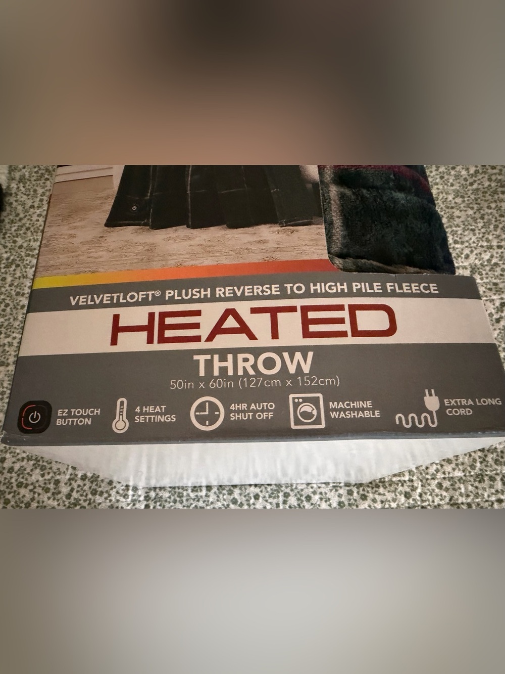 Berkshire Heated Throw - Velvetloft Plush Reverse to High Pile Fleece - NWT - Picture 3 of 7
